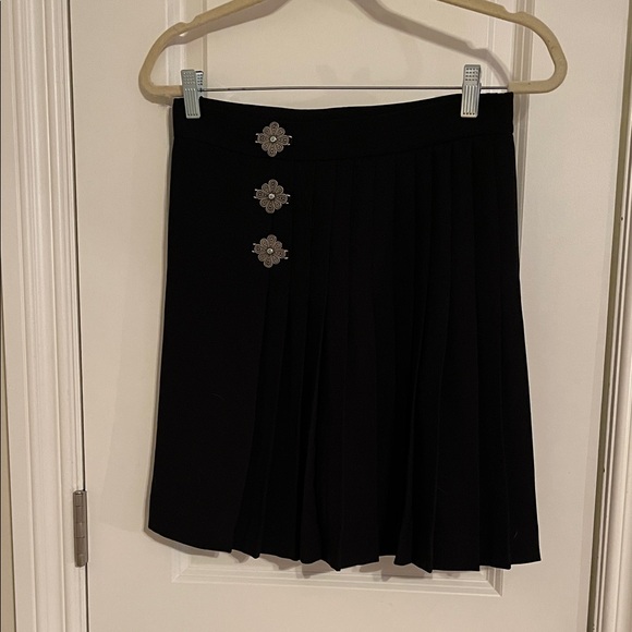 The Kooples Black Pleated Mini Skirt with Metallic Details